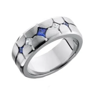 Cobalt Chrome Ring with Sapphires and Diamonds