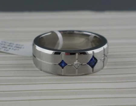 Cobalt Chrome Ring with Sapphires and Diamonds