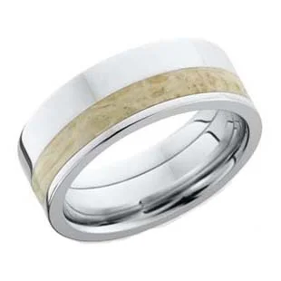 Cobalt Chrome Wedding Ring with Box Elder Burl Wood Inlay