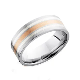 Cobalt Chrome Wedding Ring with Rose Gold &amp; Silver Inlay