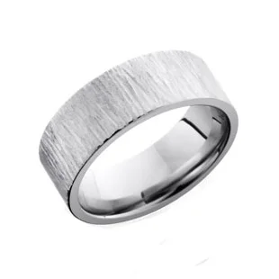 Cobalt Chrome Tree Bark Wedding Ring