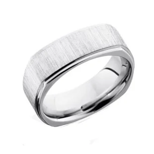 Cobalt Chrome Square Wedding Ring with Cross Satin &amp; Polish