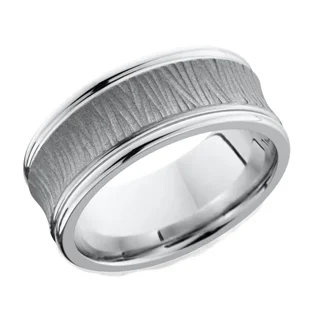 Cobalt Chrome Wedding Ring with Tree Bark Center