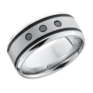 Cobalt Chrome Wedding Ring with Black Diamonds