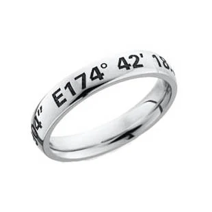 Cobalt Chrome Wedding Ring with Long and Lat Coordinates