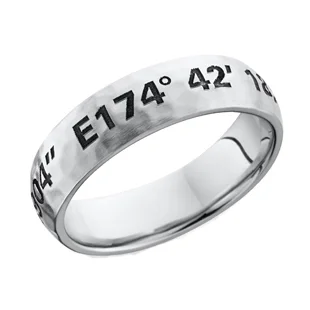 Cobalt Chrome Wedding Ring with Long and Lat Coordinates