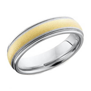 Cobalt Chrome Wedding Ring with 14K Inlay and Milgrain