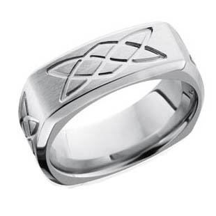 Square Cobalt Chrome Wedding Ring with Celtic Love Knot