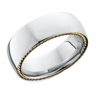 Domed Cobalt Chrome Wedding Ring with Side 14K Braid