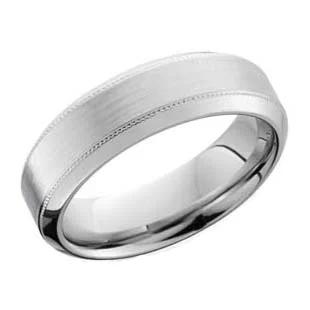 Cobalt Chrome Wedding Ring with Milgrain &amp; Beveled Edges