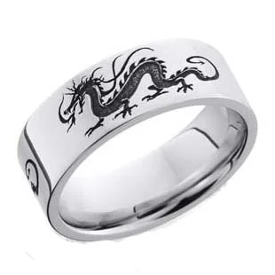 Cobalt Chrome Wedding Ring with Laser Carved Dragon