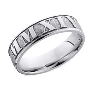 Domed Roman Numeral Wedding Ring in Cobalt Chrome