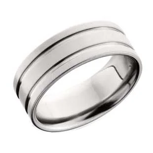 Cobalt Chrome Wedding Ring with Wide Polished Grooves