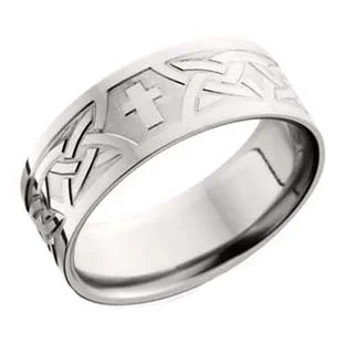 Celtic Knot and Cross Cobalt Chrome Wedding Ring
