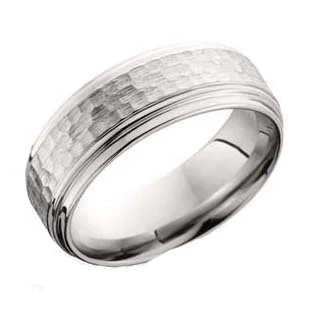 Cobalt Chrome Wedding Ring with Hammered Center