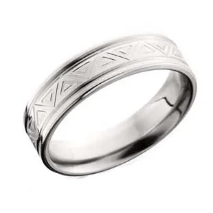 Cobalt Chrome Wedding Ring with Triangles and Two Grooves