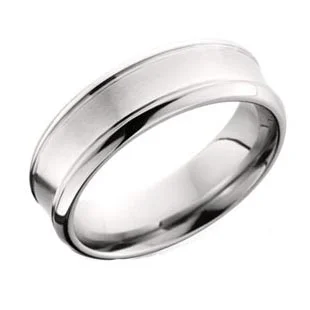 Cobalt Chrome Concave Wedding Band with Two Grooves