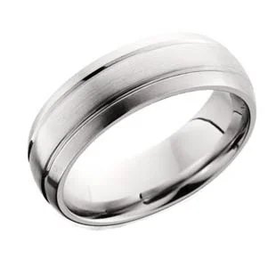 Domed Cobalt Chrome Wedding Ring with Two Grooves