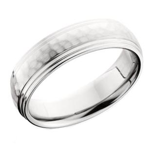 Cobalt Chrome Wedding Ring with Hammered Center