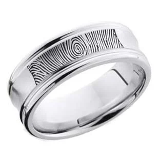 Concave Wedding Ring with Fingerprint in Cobalt Chrome