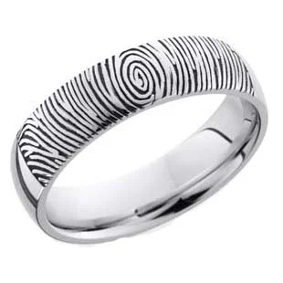 Domed Personalized Fingerprint Cobalt Chrome Wedding Ring