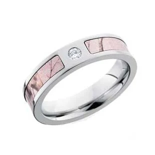 Cobalt Chrome Camo Wedding Band with Diamond