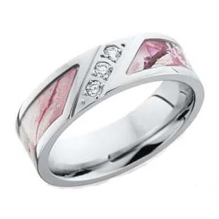 Cobalt Chrome Camo Wedding Ring with Diamonds