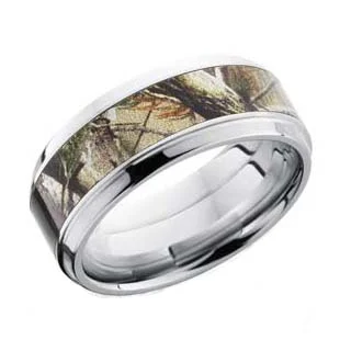 Cobalt Chrome Camo Wedding Ring with Beveled Edge