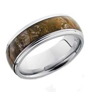 Camo Wedding Ring in Cobalt Chrome with Grooved Edge