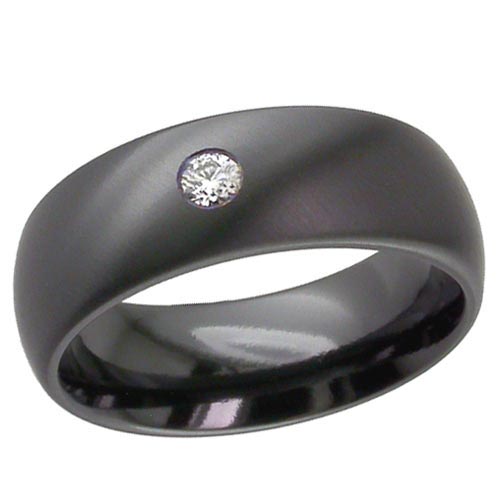 Diamond Black Zirconium Wedding Ring