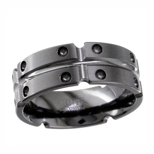 Flat Matrix Black Zirconium Ring