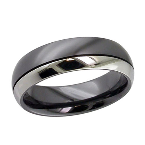 Two Color Dome Zirconium Wedding Ring