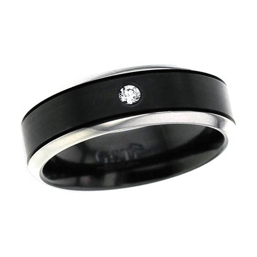 Two-Tone Zirconium Wedding Ring with Diamond