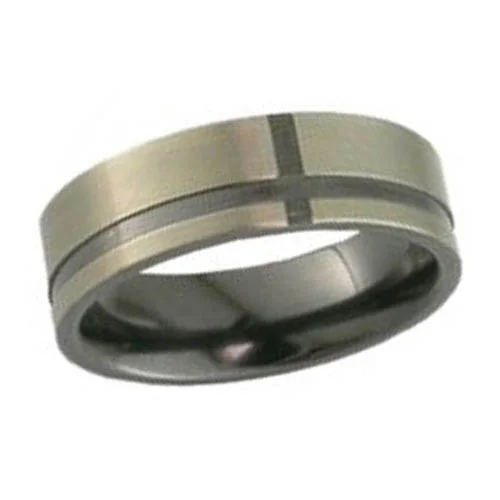 Zirconium Wedding Ring with Relieved Grooves