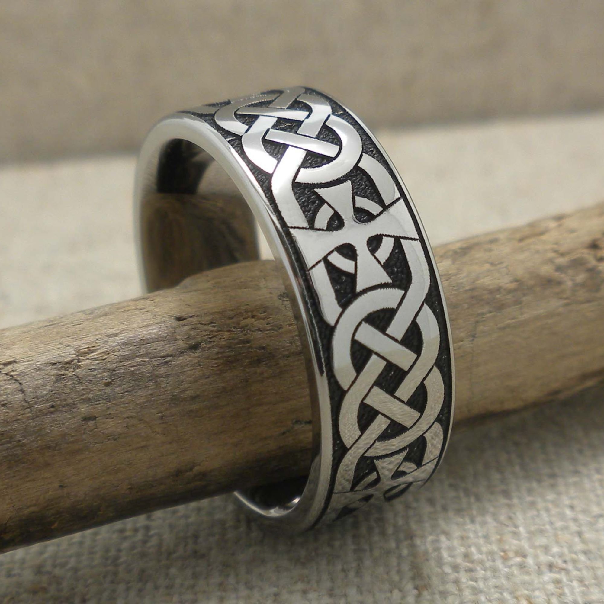 Celtic Cross Wedding Ring in Titanium