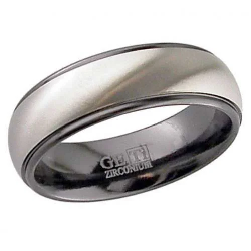 Zirconium Wedding Ring with Black Edge