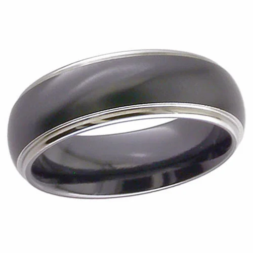 Black Zirconium Wedding Ring with Natural Edge