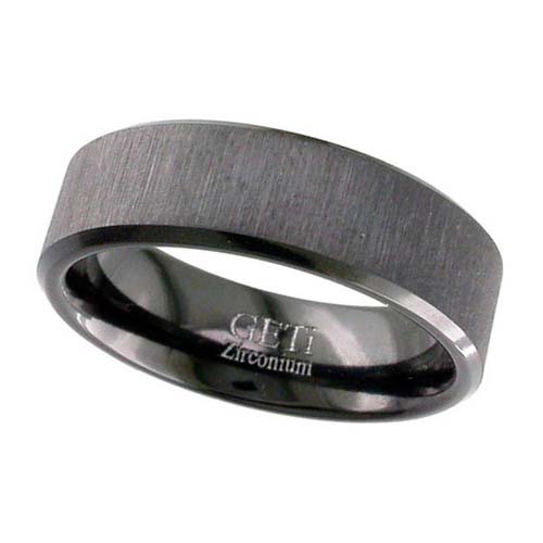 Black Zirconium Wedding Ring with Linished Finish