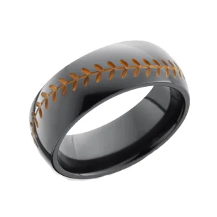 Black Zirconium Baseball Wedding Ring