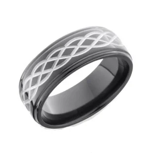 Celtic Knot Black Zirconium Wedding Ring