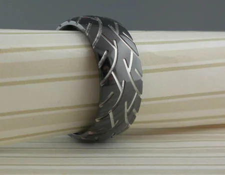 Cycle Black Zirconium Wedding Ring by Lashbrook Designs