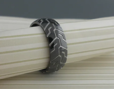Cycle Black Zirconium Wedding Ring by Lashbrook Designs