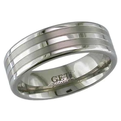 Striped Titanium Wedding Ring