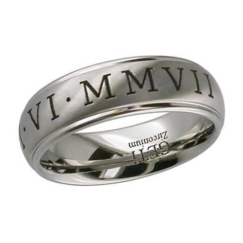 Titanium Wedding Ring with Roman Numerals