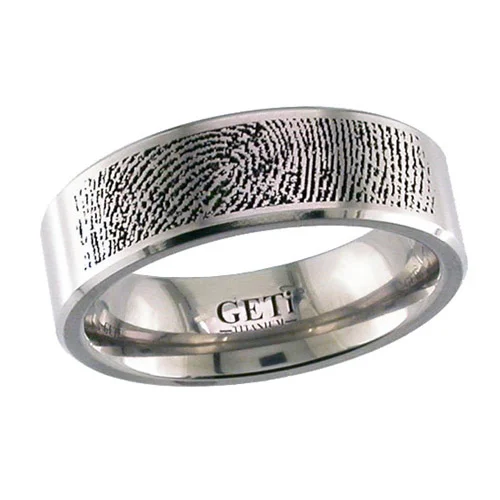 Fingerprint Titanium Wedding Ring