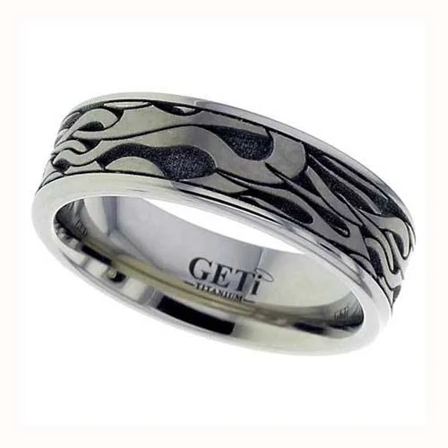Flames Titanium Wedding Ring