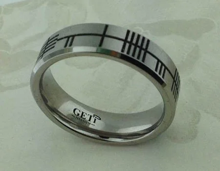 Custom Ogham Titanium Wedding Ring 6 mm