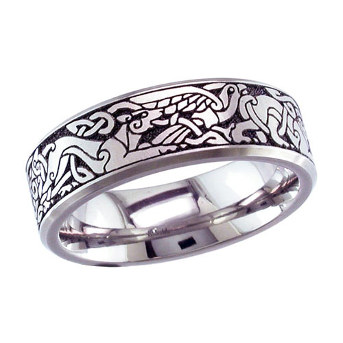 Celtic Animal Artwork Titanium Wedding Ring