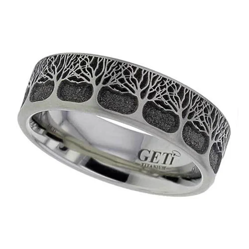 Tree of Life Wedding Ring in Titanium