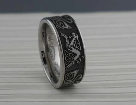 Celtic Swan & Celtic Hound Titanium Wedding Ring